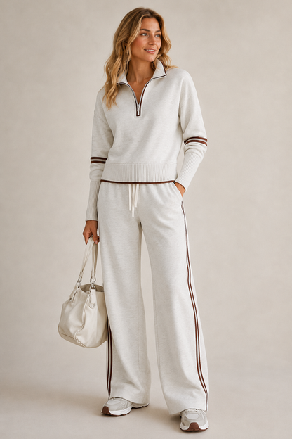 Dames Co-ord Set Met Halve Rits En Joggingbroek