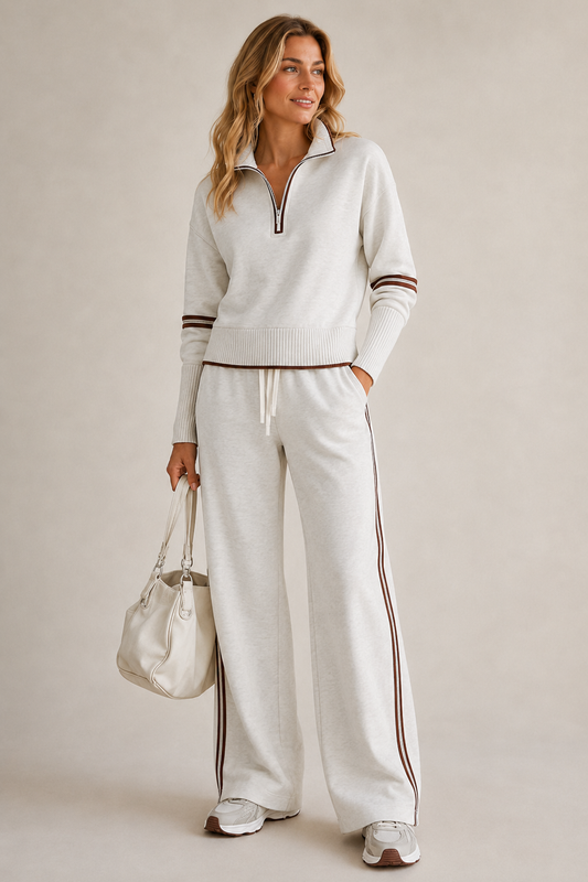 Dames Co-ord Set Met Halve Rits En Joggingbroek