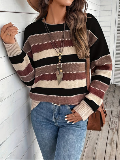 Gestreepte Trui Dames – Sweater Met Ronde Hals