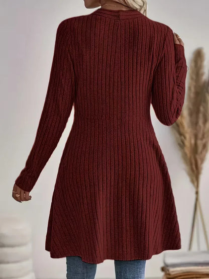Lang Vest Dames – Gebreide Cardigan Met V-Hals