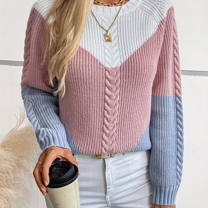 Gebreide Kabeltrui Dames – Colorblock Trui & Wintertrui
