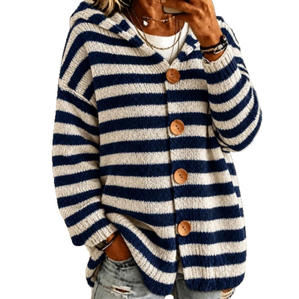 Gestreept Vest Dames – Cardigan Met Capuchon
