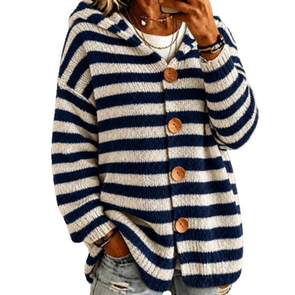 Gestreept Vest Dames – Cardigan Met Capuchon