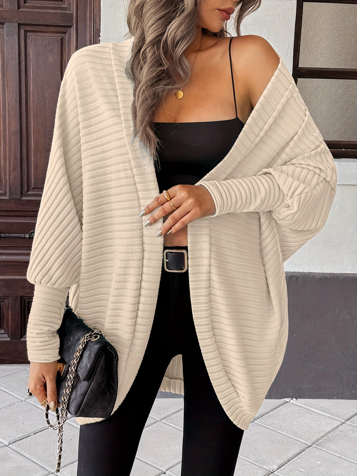 Oversized Vest Dames – Open Cardigan Met Lange Mouwen