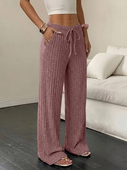 Ribgebreide Broek Dames – Pantalon Met Wijde Pijpen