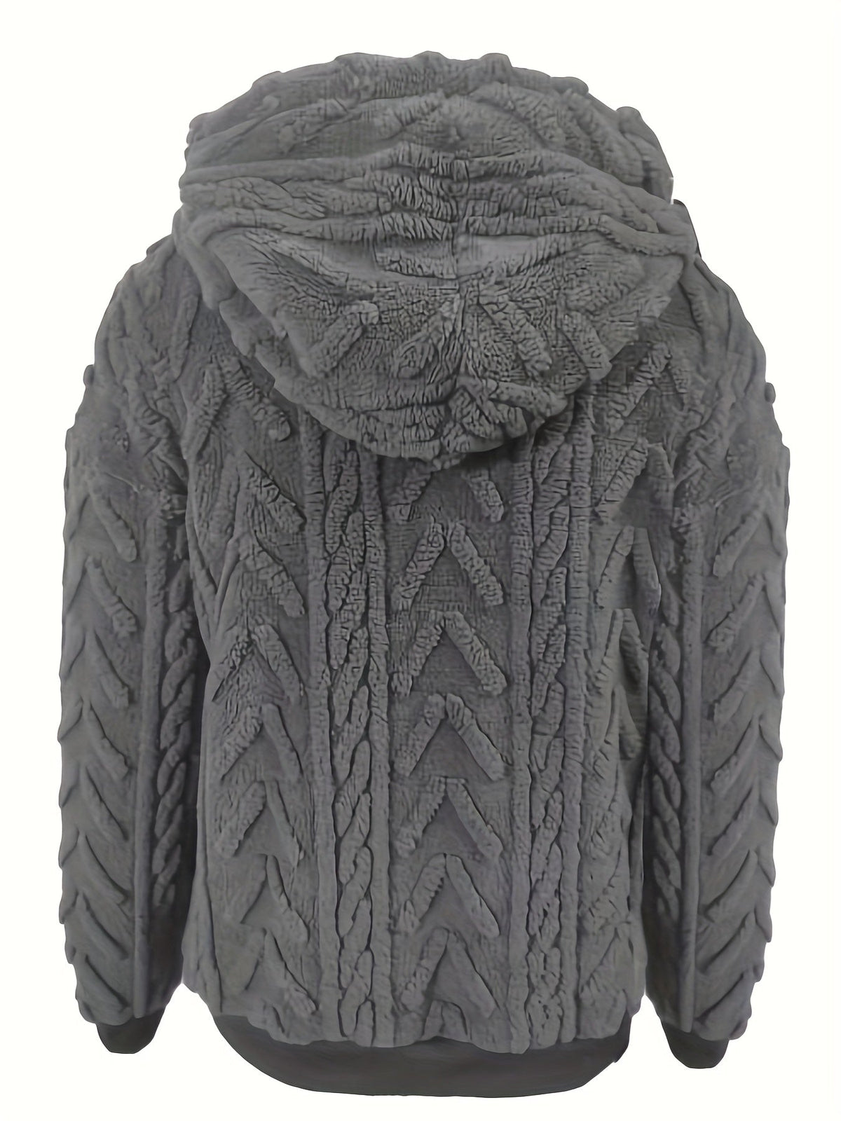 Fleece Hoodie Dames – Kabelpatroon & Capuchon