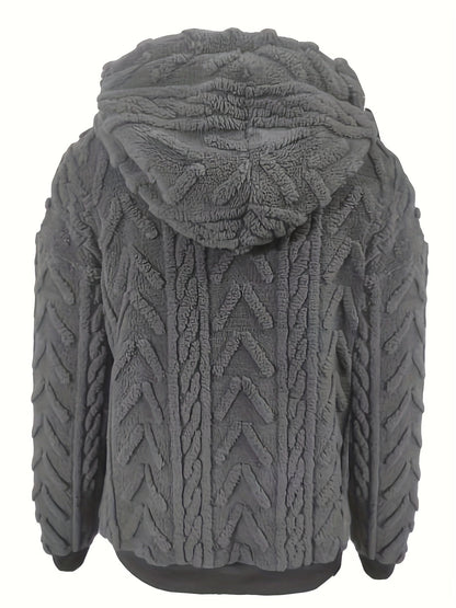Fleece Hoodie Dames – Kabelpatroon & Capuchon