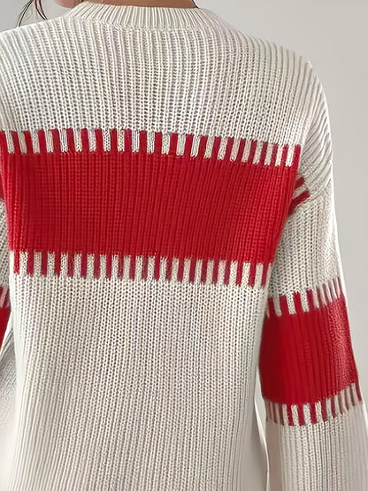 Gestreepte Trui Dames – Sweater Met Colorblock Patroon