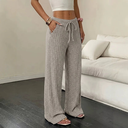 Ribgebreide Broek Dames – Pantalon Met Wijde Pijpen