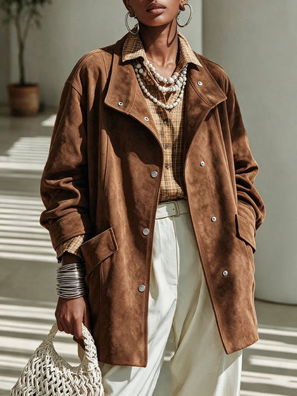 Chique Oversized Suède Look Jas Dames – Tussenjas & Herfstjas