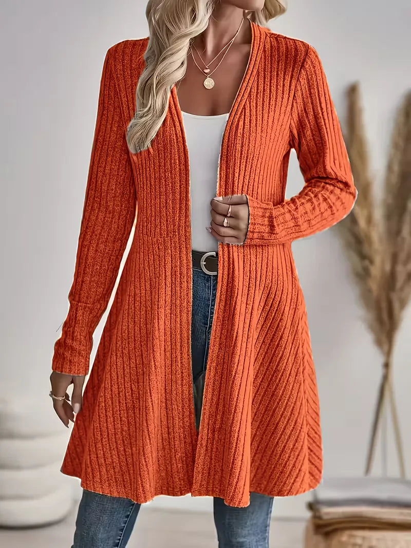 Lang Vest Dames – Gebreide Cardigan Met V-Hals