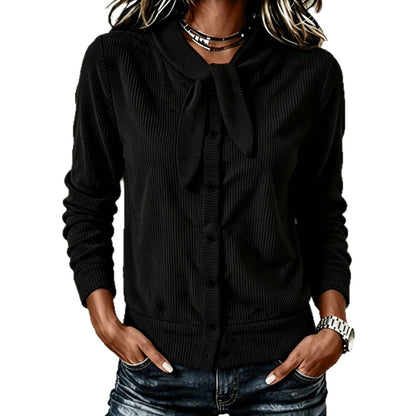 Corduroy Vest Dames – Cardigan Met Strik En Knopen