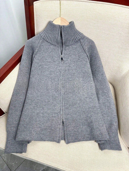 Oversized Dames Vest Met Geribde Kraag En Lange Mouwen