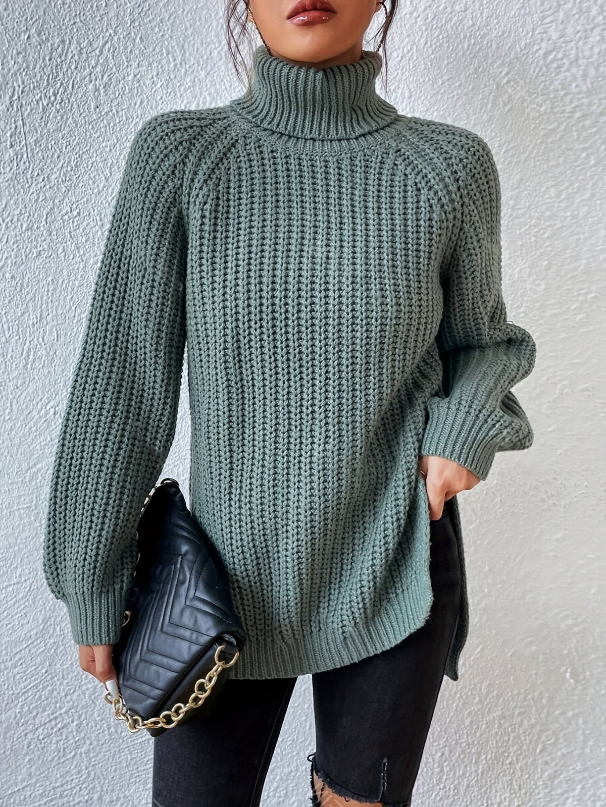Oversized Dames Coltrui Met Lange Mouwen En Zijsplitten