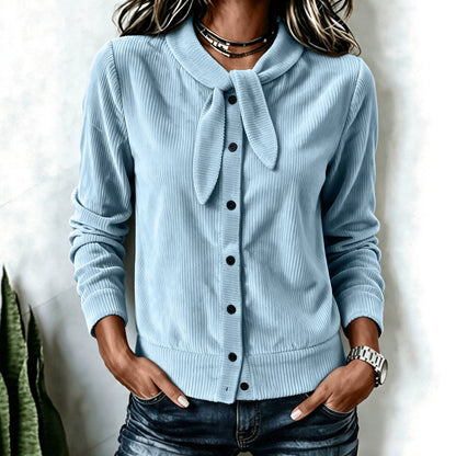 Corduroy Vest Dames – Cardigan Met Strik En Knopen