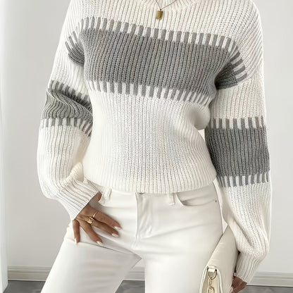 Gestreepte Trui Dames – Sweater Met Colorblock Patroon
