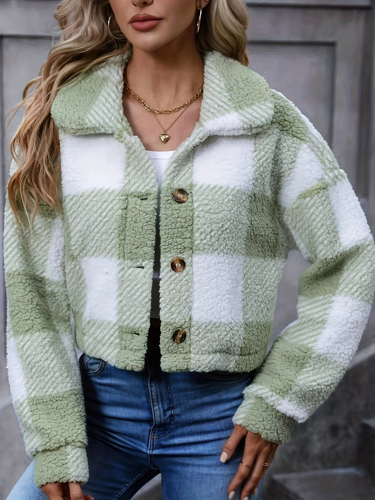 Geruite Korte Teddy Vest Dames – Teddy Jas & Tussenjas
