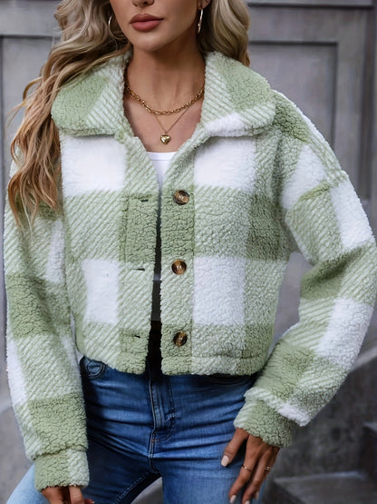 Geruite Korte Teddy Vest Dames – Teddy Jas & Tussenjas