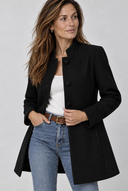 Elegante Lange Wollen Mantel Dames – Chique Winterjas