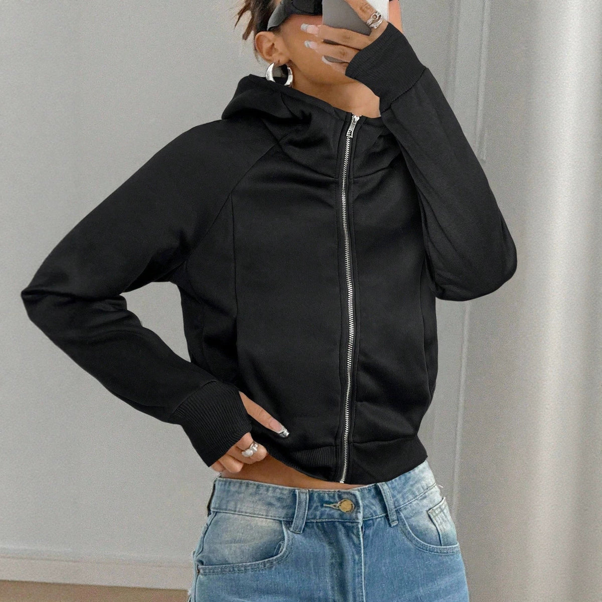 Cropped Hoodie Dames – Korte Sweater Met Rits & Capuchon