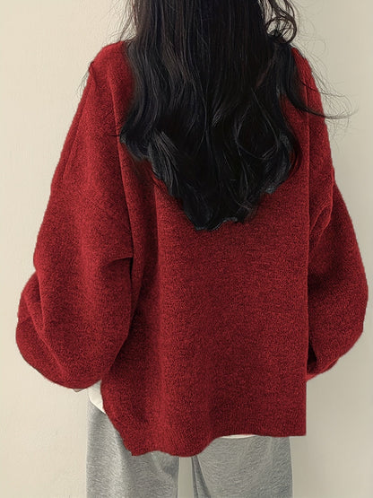 Oversized Gebreide Trui Dames – Trui Met Ballonmouwen