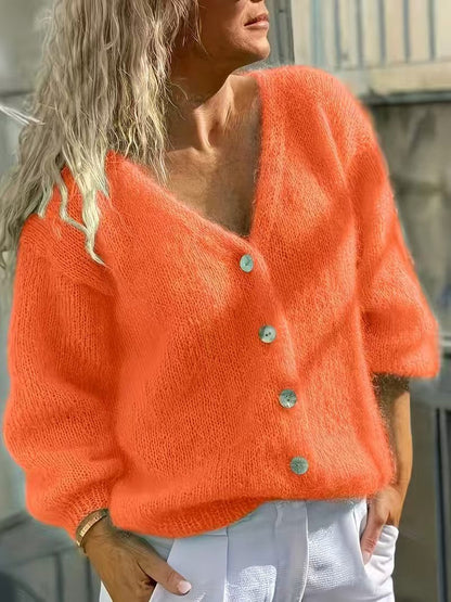 Zacht Gebreid Vest Dames – Mohair Look Cardigan