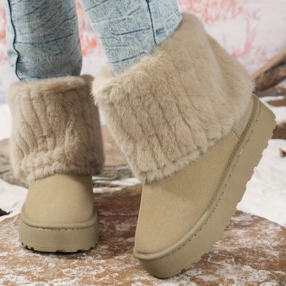 Gevoerde Enkellaarsjes Dames – Suède Look Winterboots