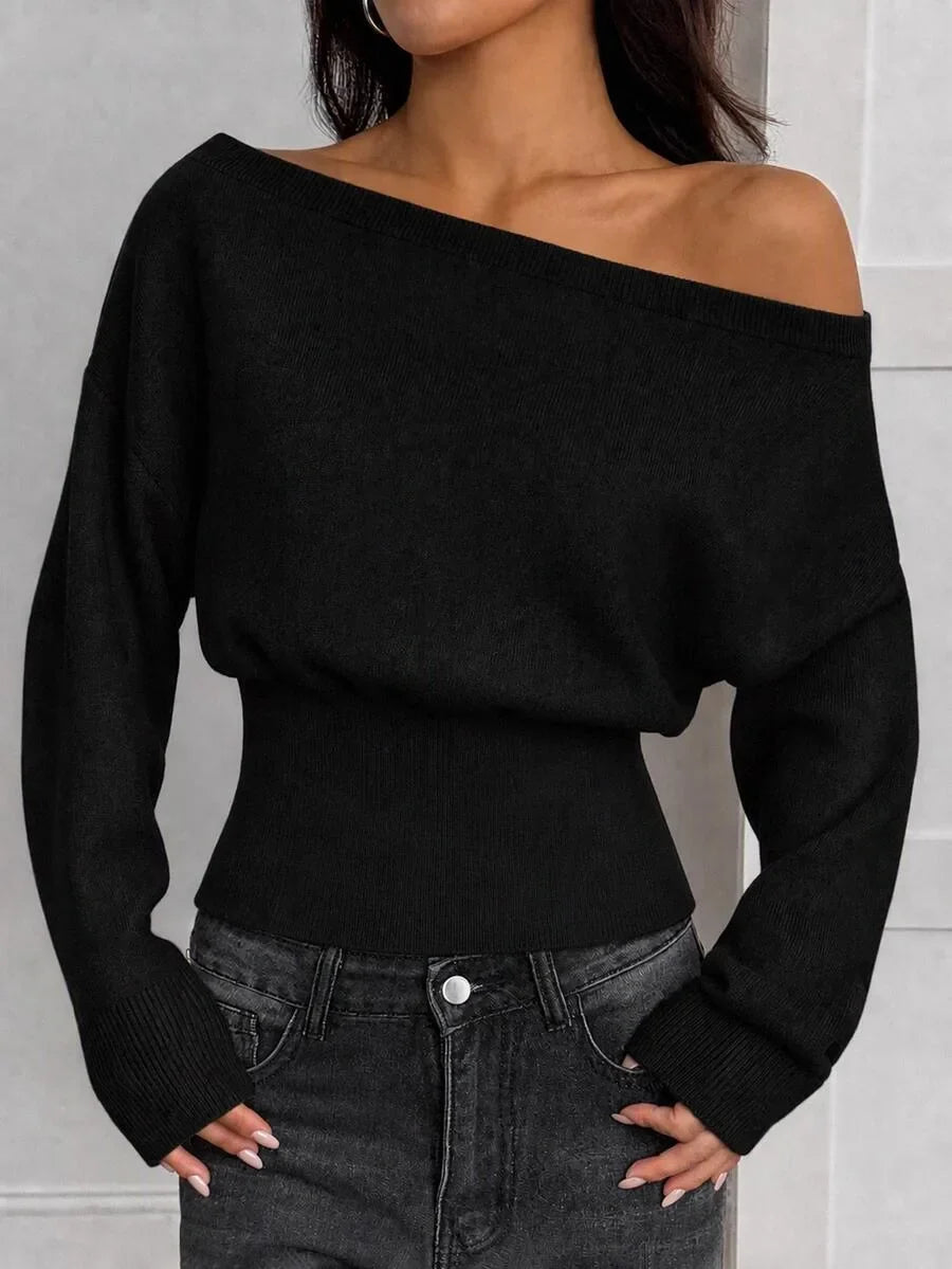Oversized Dames Trui Met Asymmetrische Hals
