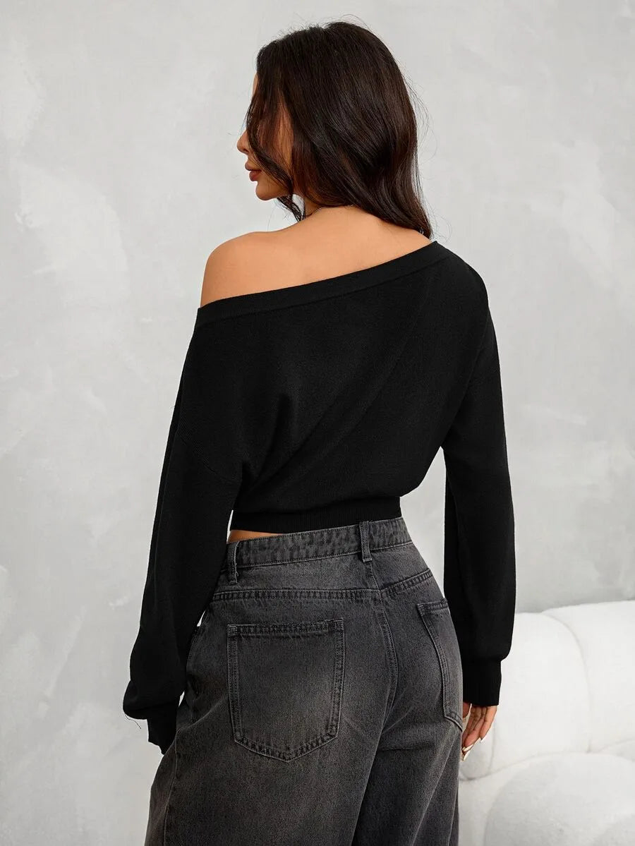 Oversized Dames Trui Met Asymmetrische Hals
