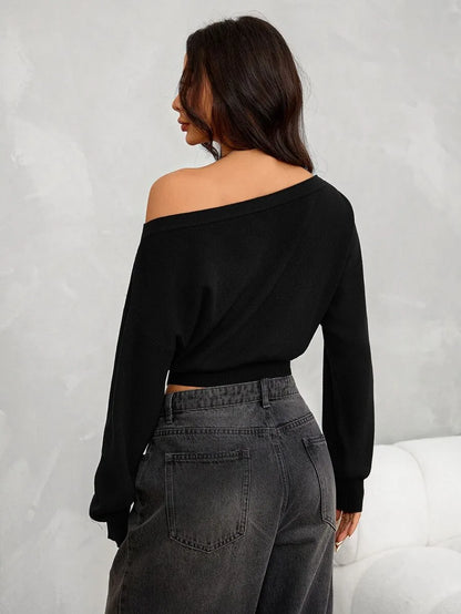Oversized Dames Trui Met Asymmetrische Hals