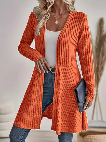 Lang Vest Dames – Gebreide Cardigan Met V-Hals