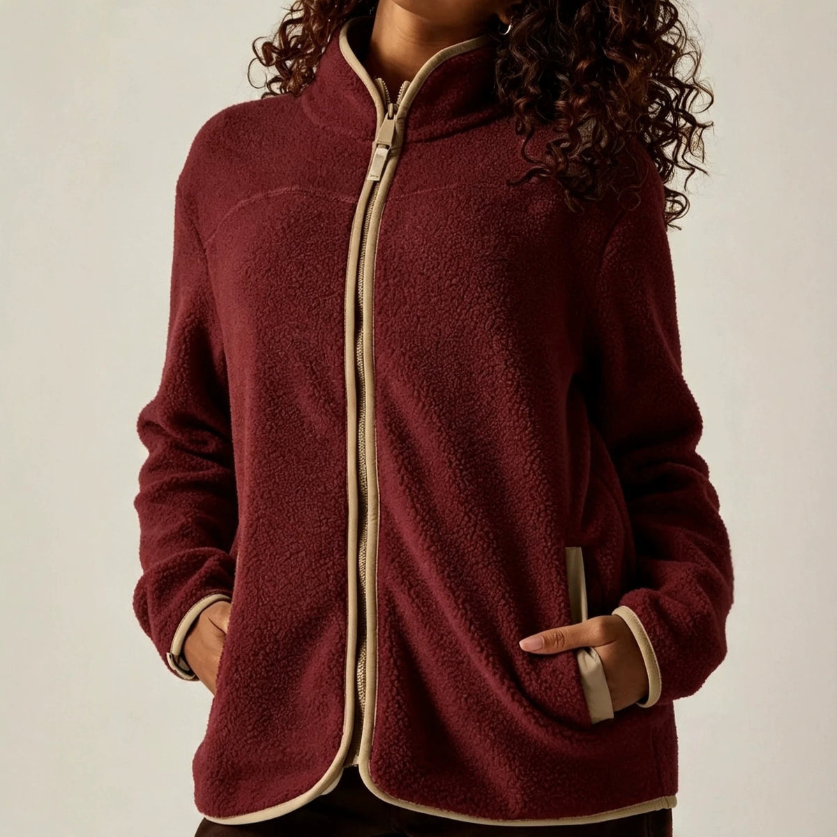 Teddy Vest Dames – Cardigan Met Opstaande Kraag