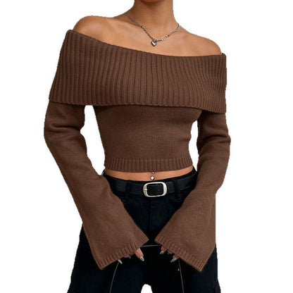 Off Shoulder Trui Dames – Korte Gebreide Sweater