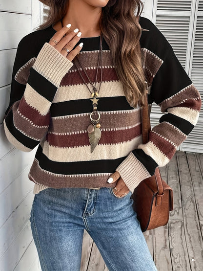 Gestreepte Trui Dames – Sweater Met Ronde Hals