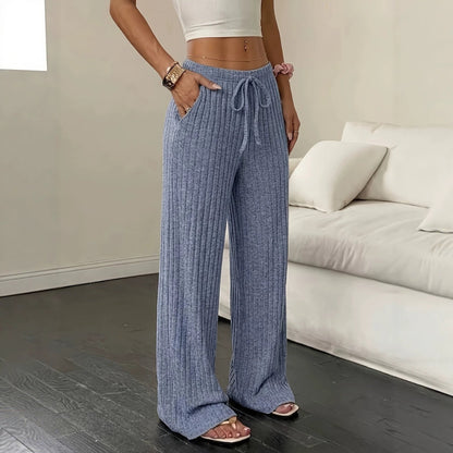 Ribgebreide Broek Dames – Pantalon Met Wijde Pijpen