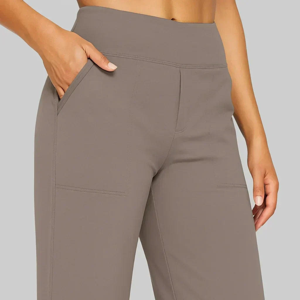 Casual Flared Broek Voor Dames Met Hoge Taille En Zakken