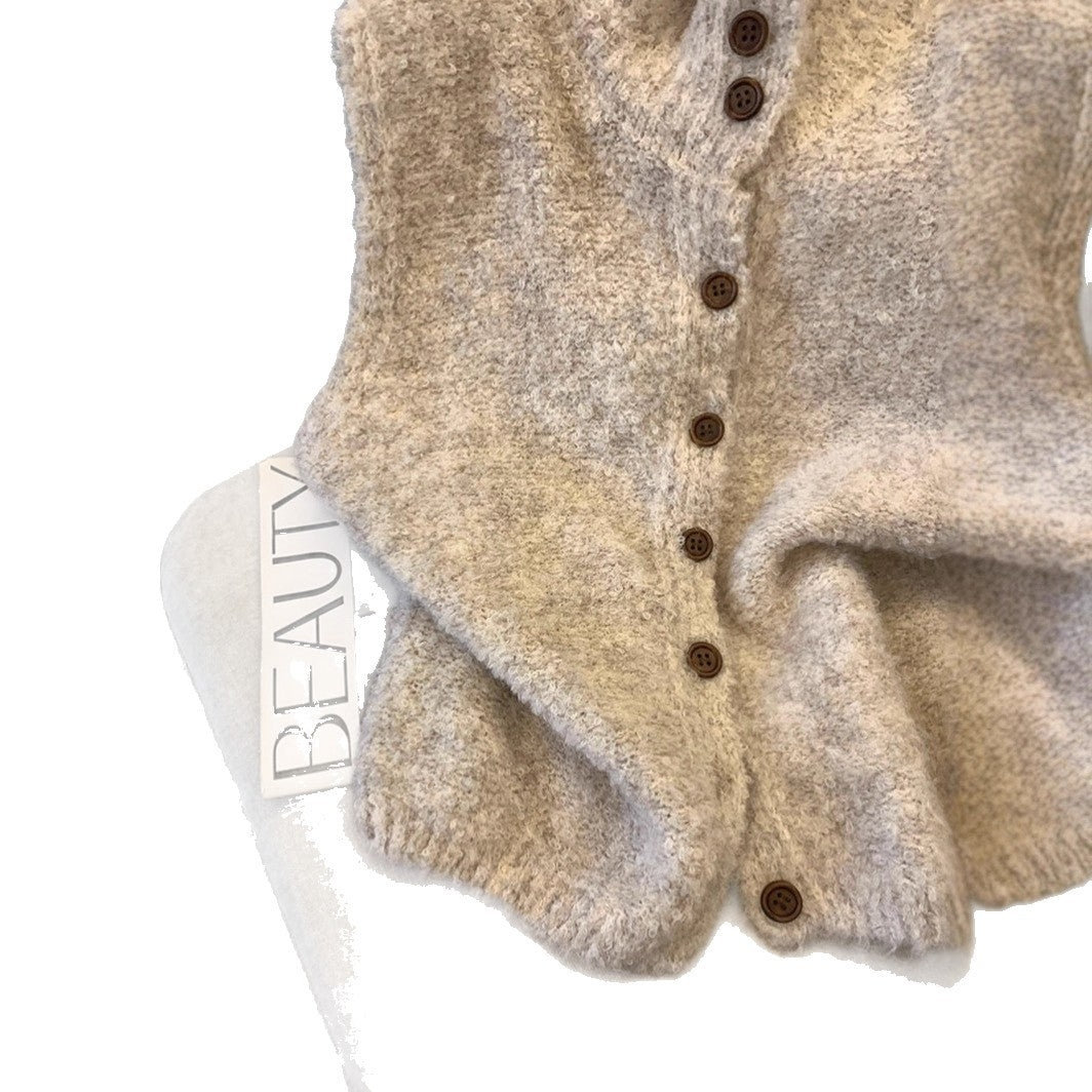 Zachte Dames Gilet Met Hoge Kraag En Knoopsluiting