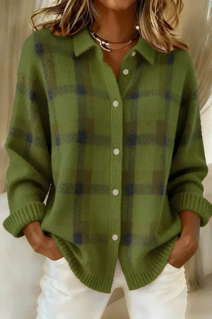 Geruit Vest Dames – Gebreide Cardigan Met Knopen