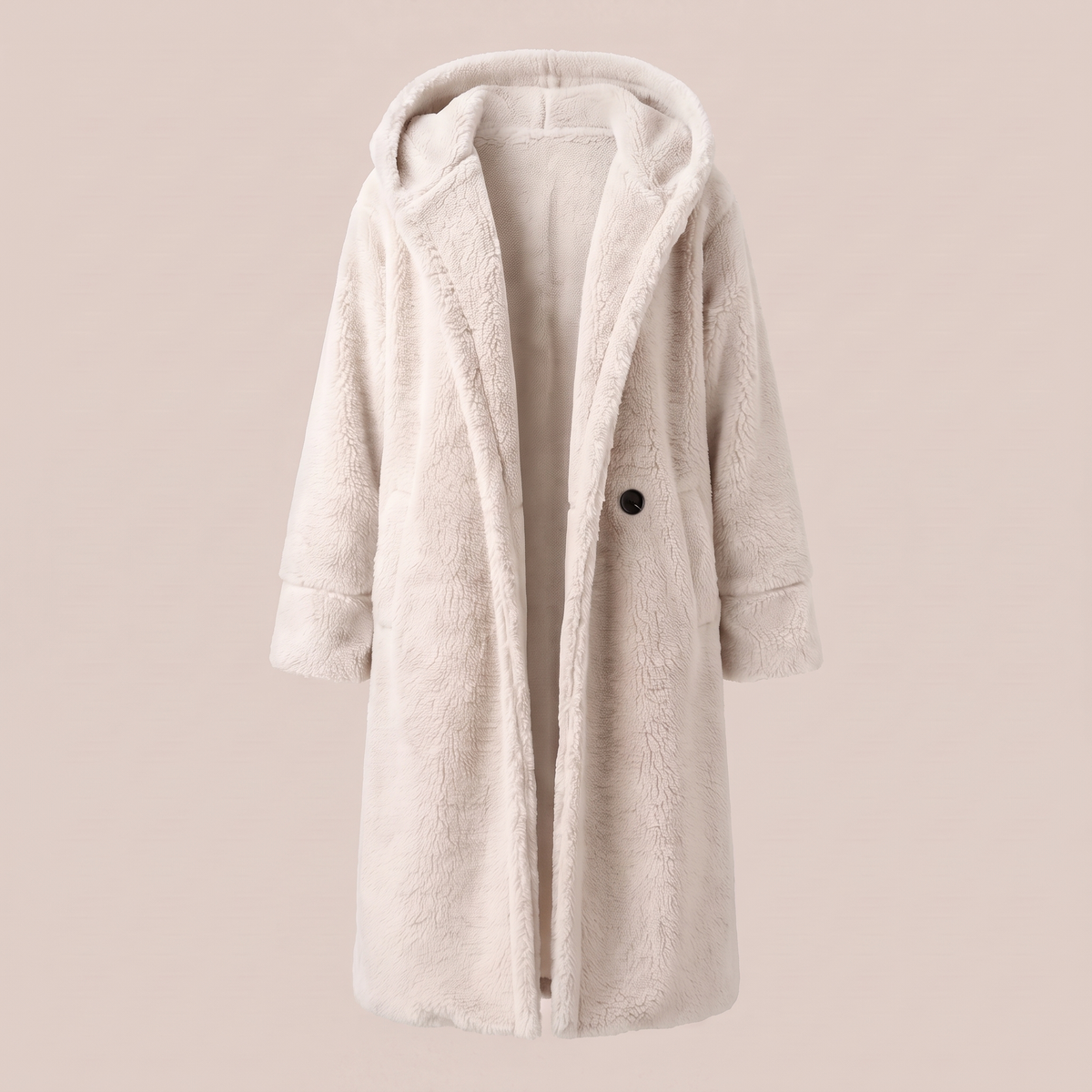 Teddy Jas Dames – Lange Teddy Mantel Met Capuchon