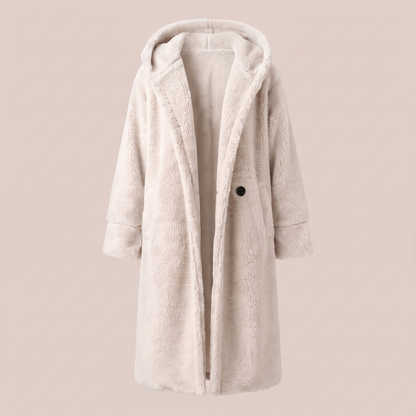 Teddy Jas Dames – Lange Teddy Mantel Met Capuchon