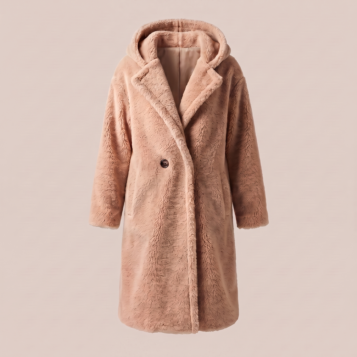 Teddy Jas Dames – Lange Teddy Mantel Met Capuchon