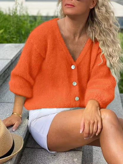 Gebreide Cardigan Dames – Zacht Vest Met V-Hals