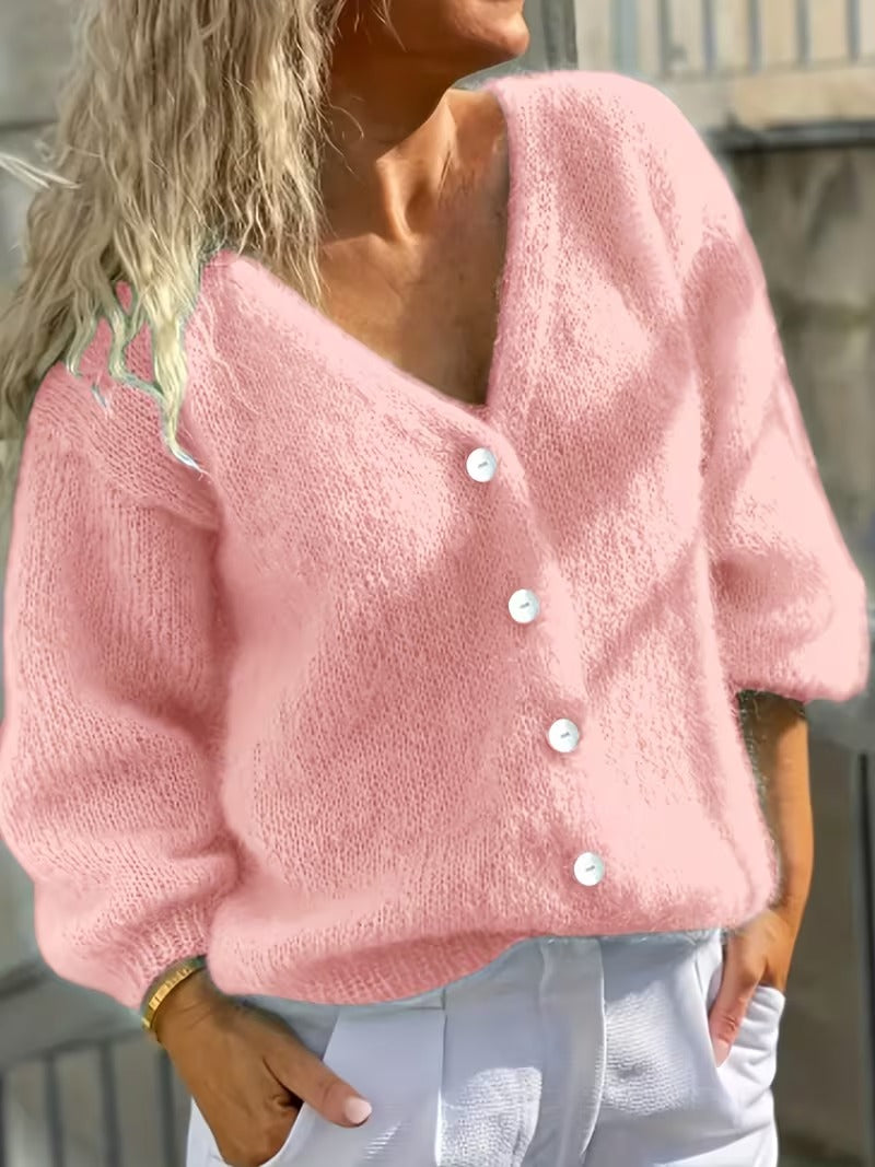 Gebreide Cardigan Dames – Zacht Vest Met V-Hals