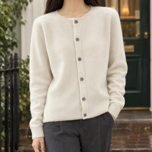 Klassieke Dames Cardigan Met Ronde Hals En Knoopsluiting