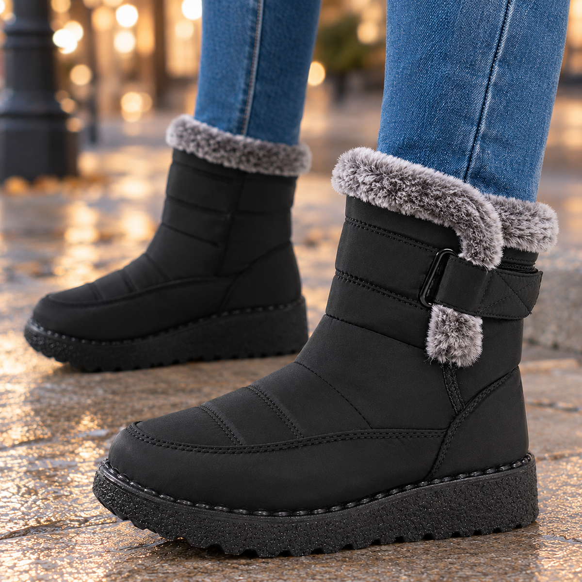 Dames Winterlaarzen Met Warme Voering En Gesp