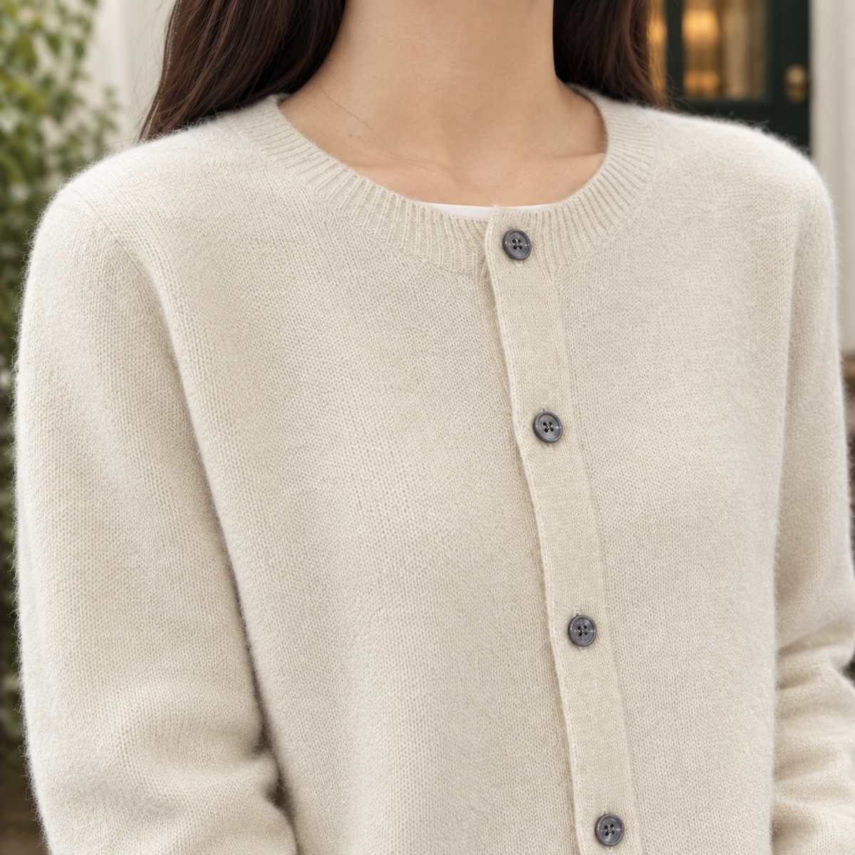 Klassieke Dames Cardigan Met Ronde Hals En Knoopsluiting
