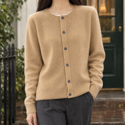 Klassieke Dames Cardigan Met Ronde Hals En Knoopsluiting
