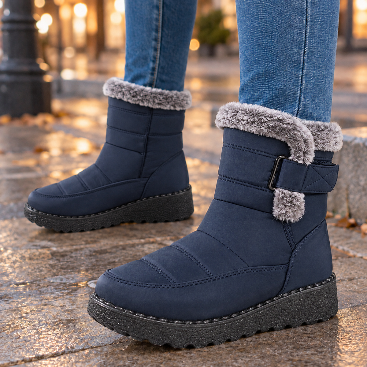 Dames Winterlaarzen Met Warme Voering En Gesp