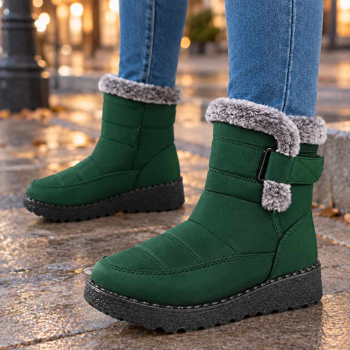 Dames Winterlaarzen Met Warme Voering En Gesp