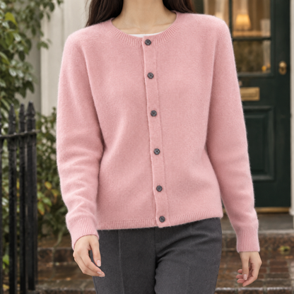 Klassieke Dames Cardigan Met Ronde Hals En Knoopsluiting